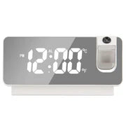 LED Digital Projector Projection Snooze Dual Alarm Clock Timer - White