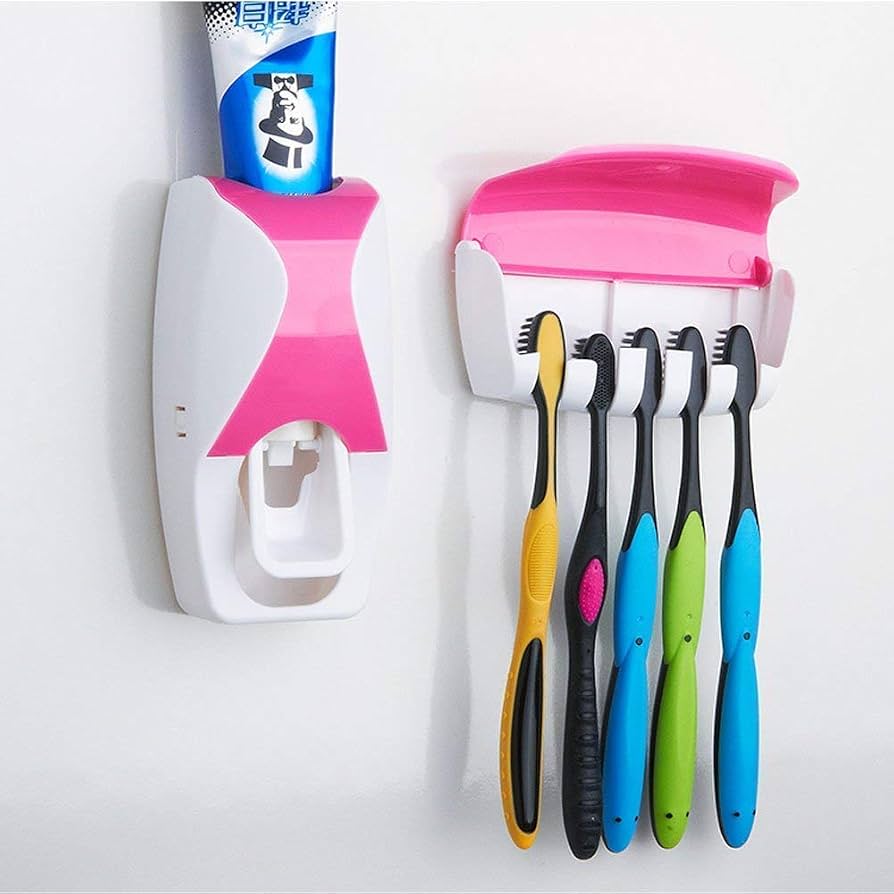 Automatic Toothpaste Dispenser & Toothbrush Holder Set