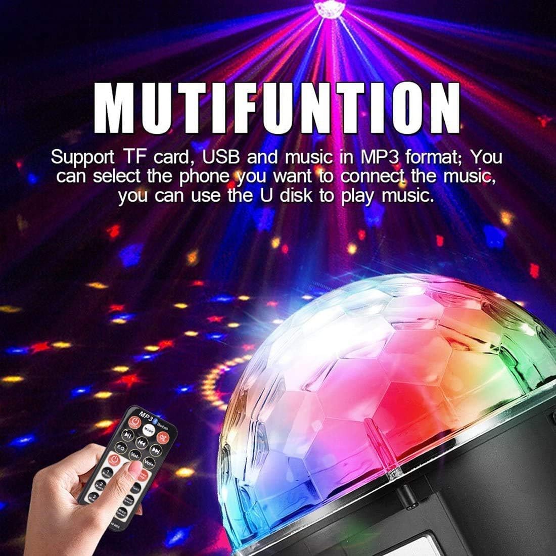 Lighting Rotating Crystal Magic Ball Light Sound Activated Light with Remote