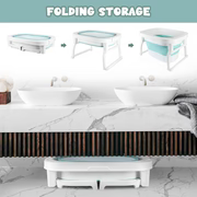 Foldable Baby Bath Tub with Bath Seat and Non-Slip Holder for Safety