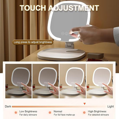 Rechargeable LED Makeup Mirror – Touch Dimmable ✨🪞
