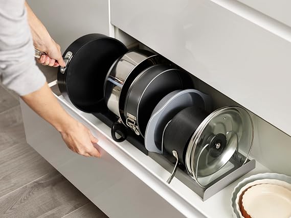 Expandable Cookware Organizer – Adjustable Pot Lid & Pan Storage Rack 🍳✨