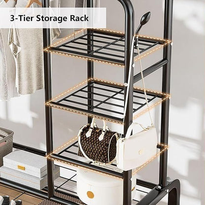 Double Clothes Garment Rack – Rolling Hanging Organizer