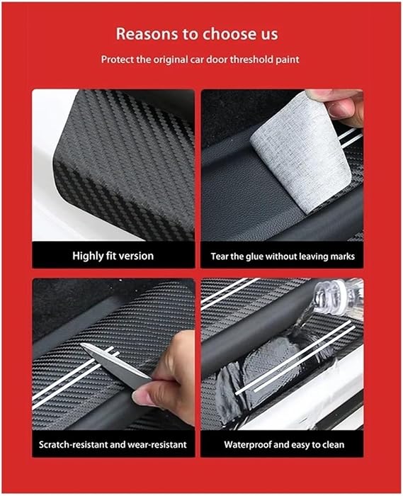 4 Pcs Car Door Logo Stickers Carbon Fiber