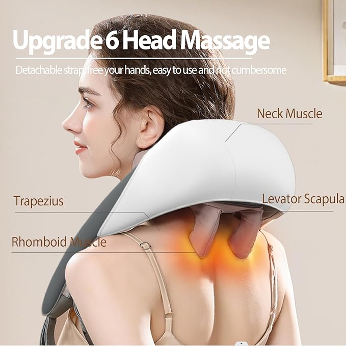 Rechargeable Neck Massager with Heat – 5D Deep Tissue Relief