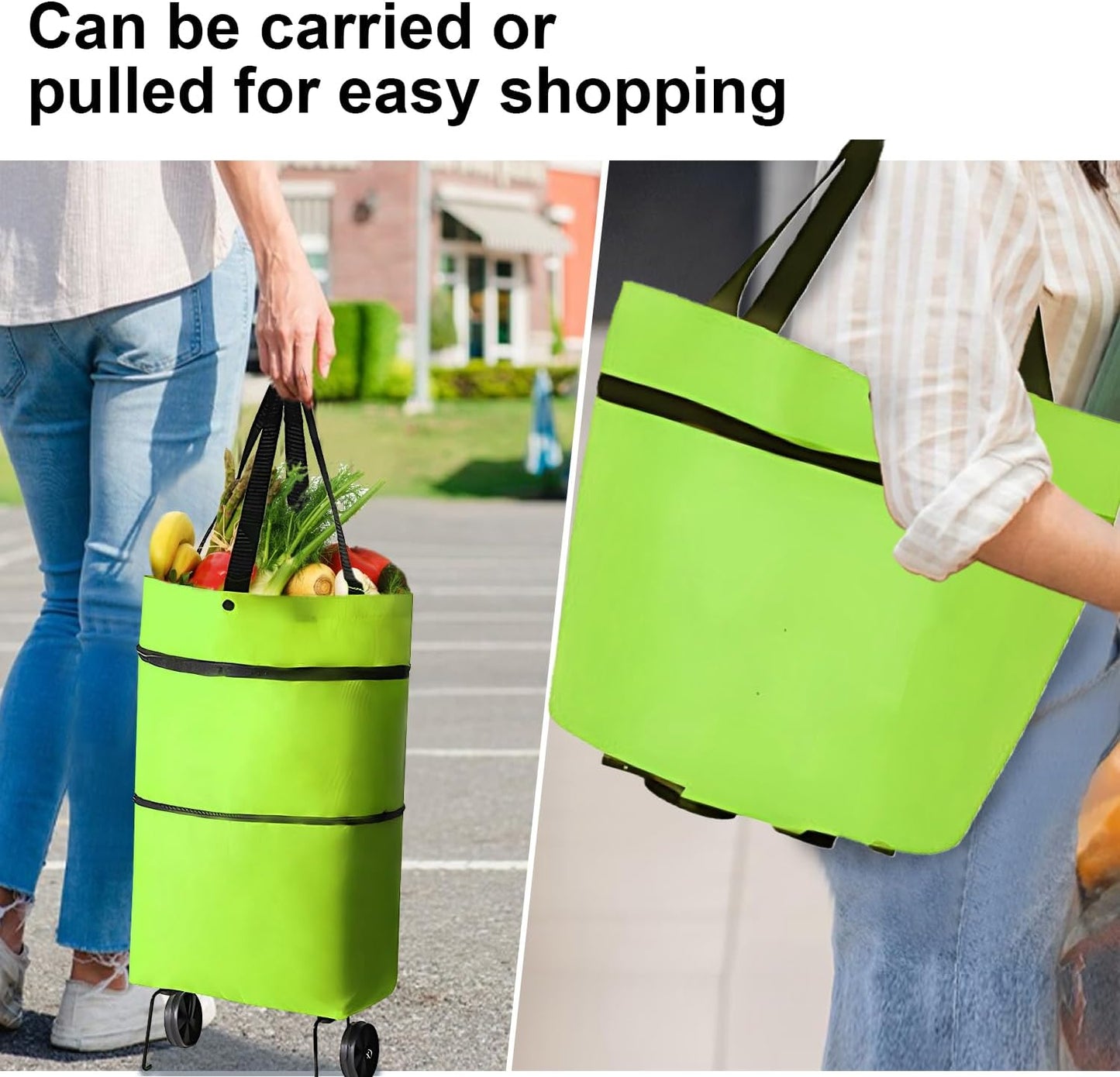 Collapsible Shopping Trolley Bag – Foldable Cart with Wheels