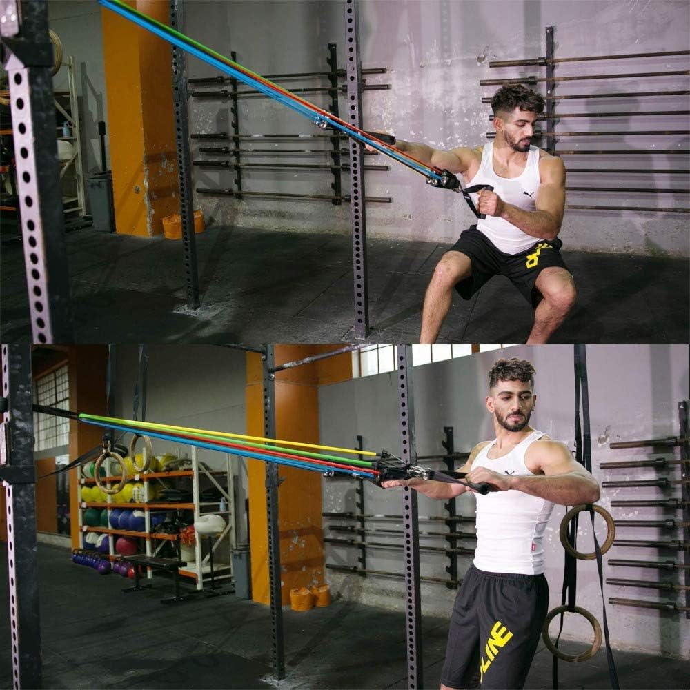 11Pcs Resistance Bands Set Elastic Tube Bands Door Anchor Ankle Straps Cushioned Handles with Carry Bags for Home Gym