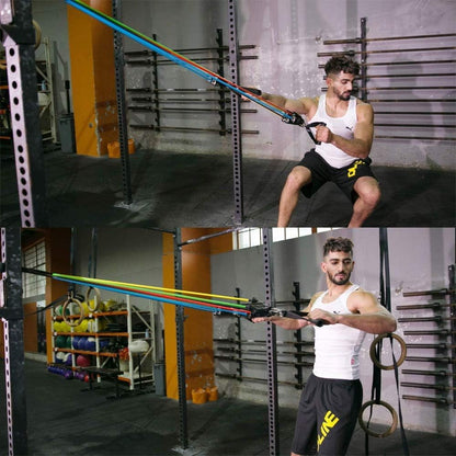 11Pcs Resistance Bands Set Elastic Tube Bands Door Anchor Ankle Straps Cushioned Handles with Carry Bags for Home Gym