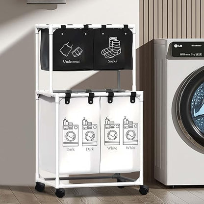 4-Section Rolling Laundry Sorter 🧺👕