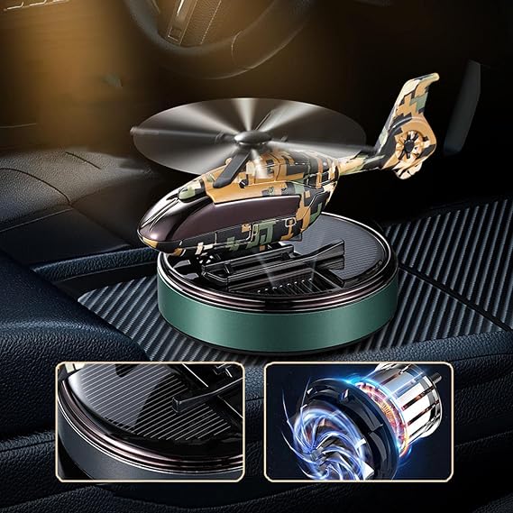 Solar Powered Helicopter Car Air Freshener Rotating Aromatherapy Diffuser for Car, Home & Office