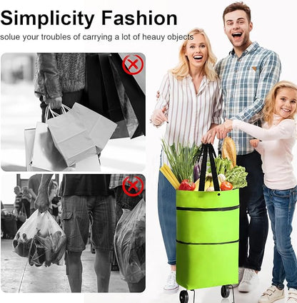 Collapsible Shopping Trolley Bag – Foldable Cart with Wheels