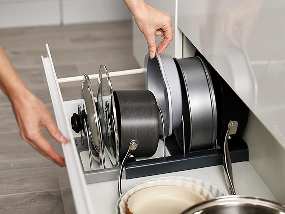 Expandable Cookware Organizer – Adjustable Pot Lid & Pan Storage Rack 🍳✨