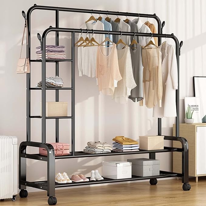 Heavy-Duty Clothes Drying Rack with Wheels-B 👕🧺