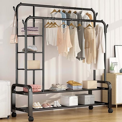 Heavy-Duty Clothes Drying Rack with Wheels-B 👕🧺