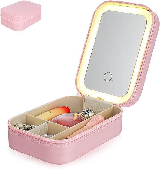Travel Makeup Organizer with LED Mirror 💄✨