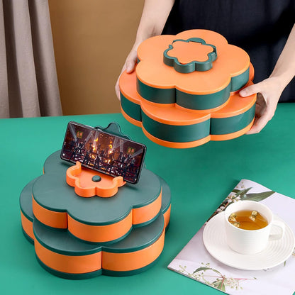 Double Deck Rotating Snack Tray Flower Shape