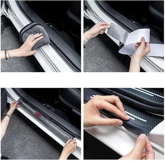 4 Pcs Car Door Logo Stickers Carbon Fiber