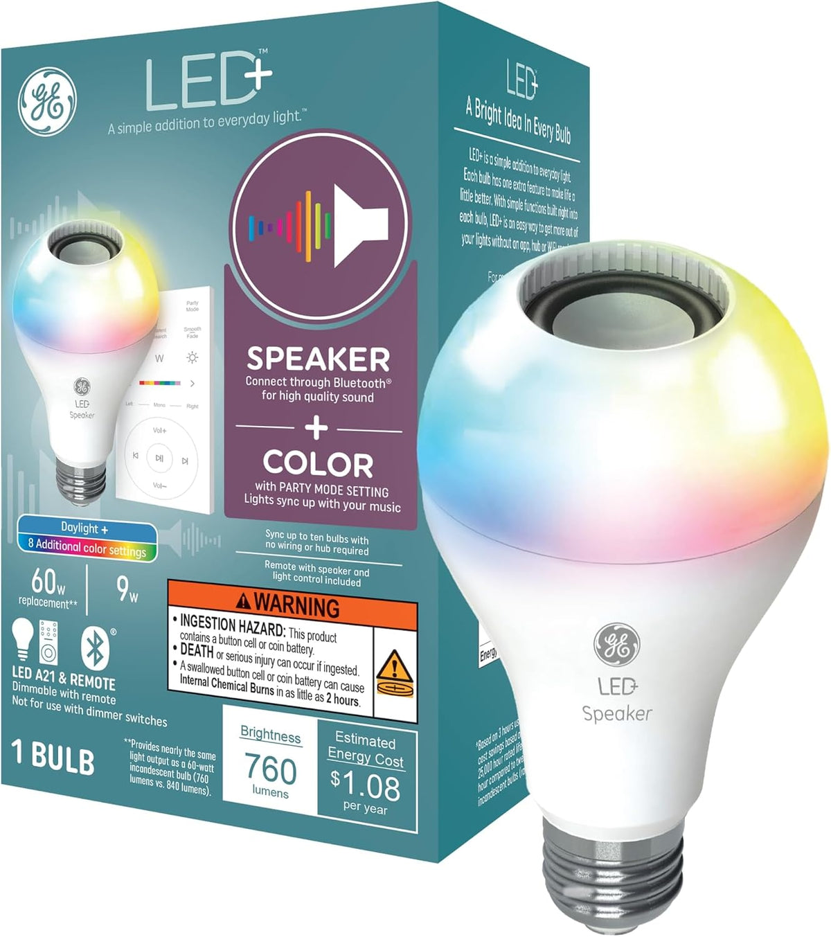 Color Changing RGB LED Bulb Lamp Light with Remote Control