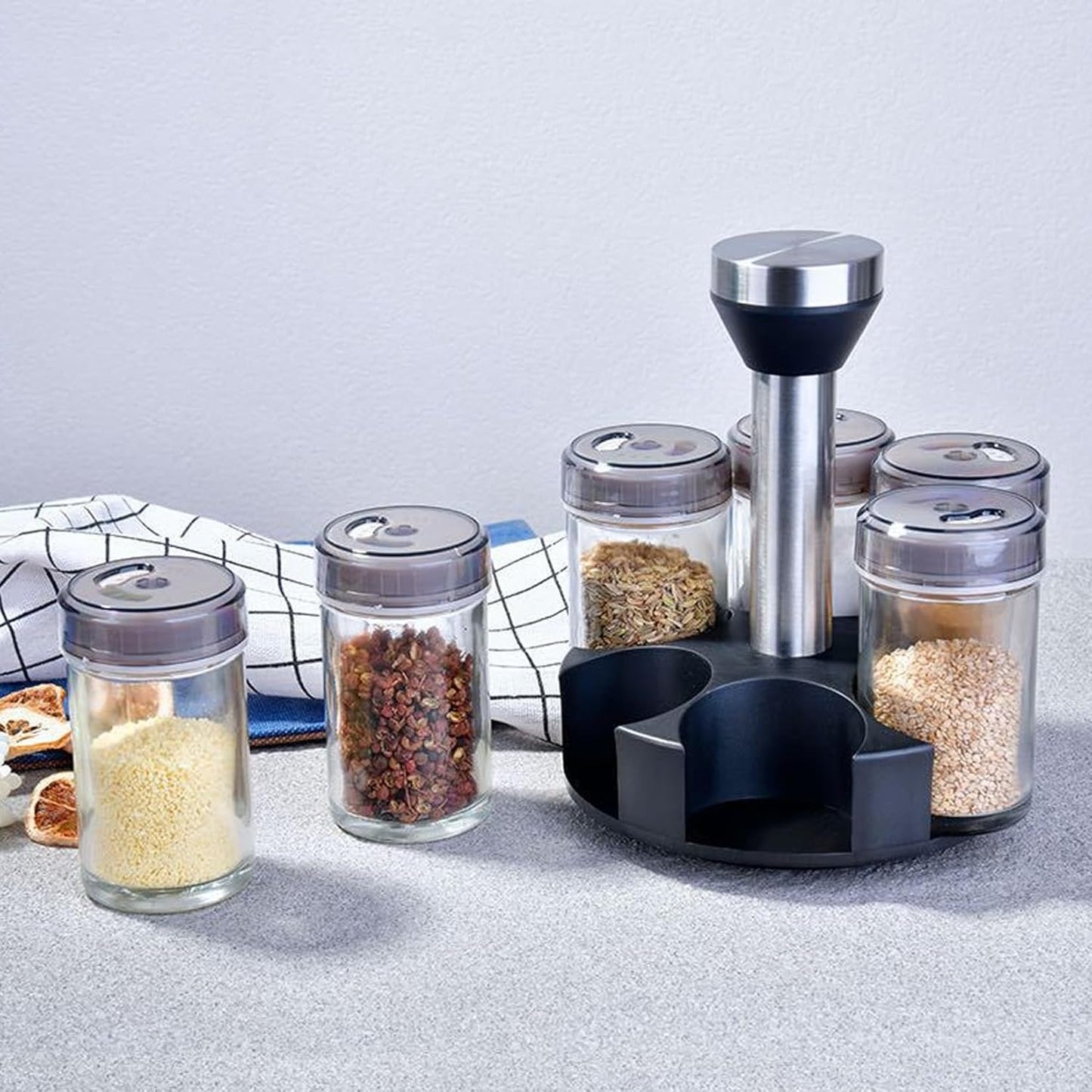 6-Jar Revolving Spice Rack Organizer
