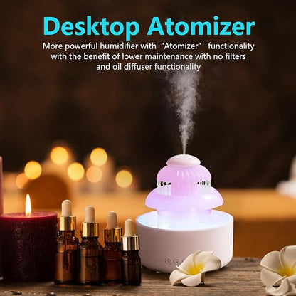 Cloud Rain Humidifier with Waterfall Lamp – 600ML-B ☁️🌧️✨