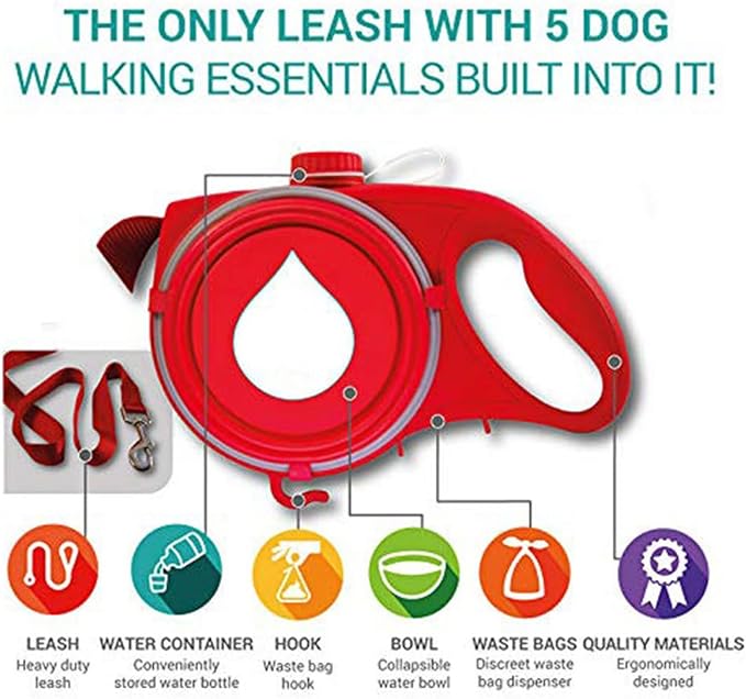 Dog Leash with Water Bottle & Bowl 🐶🐾💧
