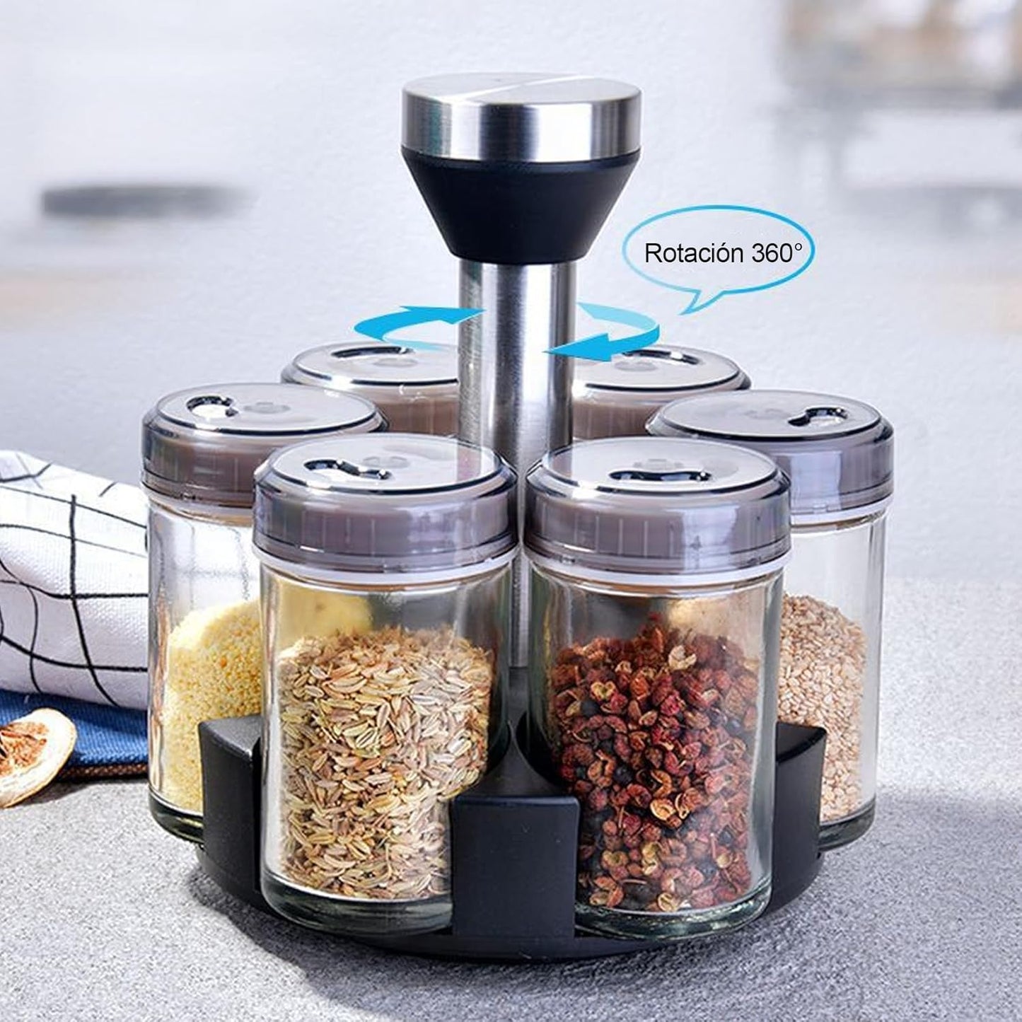 6-Jar Revolving Spice Rack Organizer
