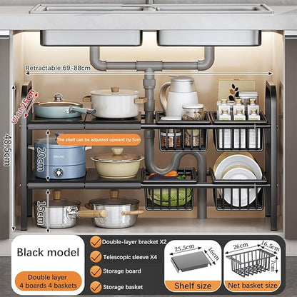 Under Sink Organizer, 2 Tier Bathroom Organizer