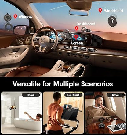 Magnetic Car Phone Mount – Upgraded Vacuum Suction Holder, 360° Adjustable Dashboard & Windshield Bracket