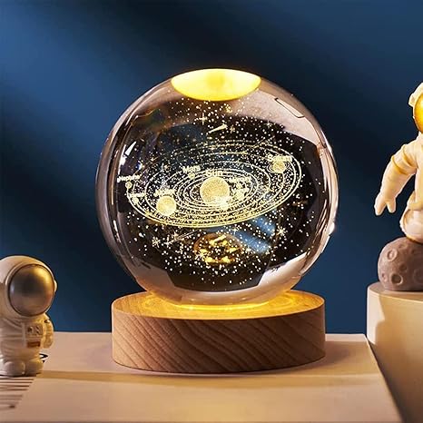 3D Solar System Crystal Ball – LED Galaxy Night Lamp 🌌🪐