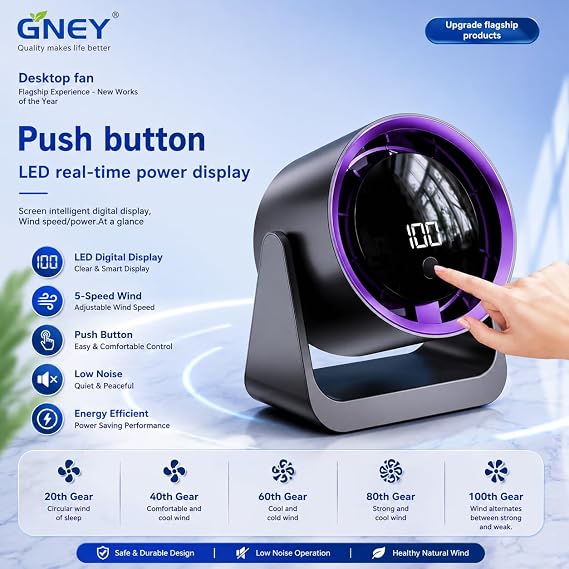 Rechargeable Air Circulator Fan – 100-Speed Digital Desktop Fan 🌬️✨