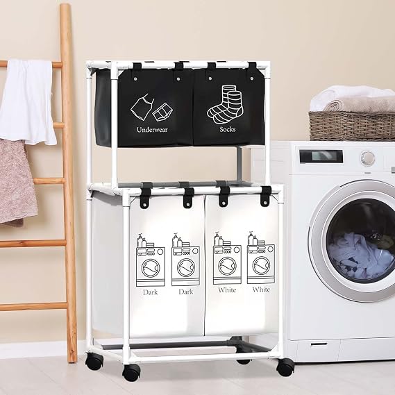 4-Section Rolling Laundry Sorter 🧺👕