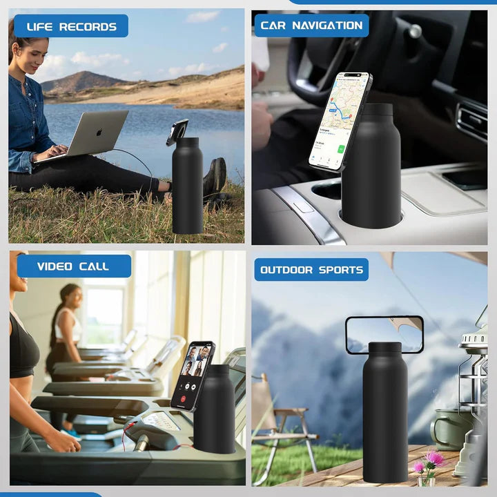 Stainless Steel Magnetic Vacuum Flask with Phone Holder