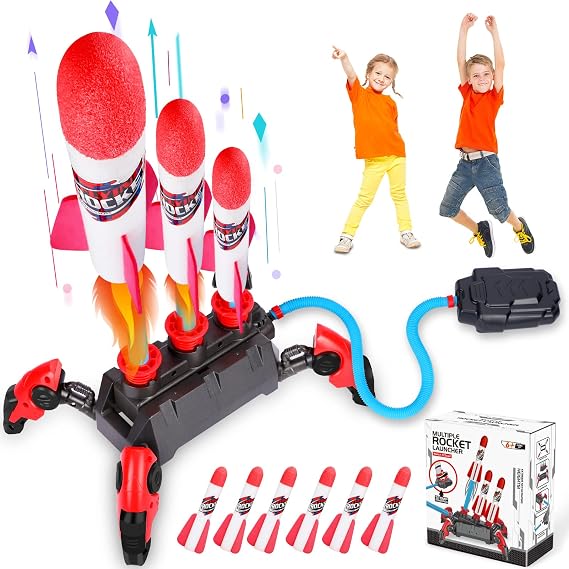 3-Rocket Stomp Launcher – Outdoor Foam Rocket Toy for Kids 🚀✨