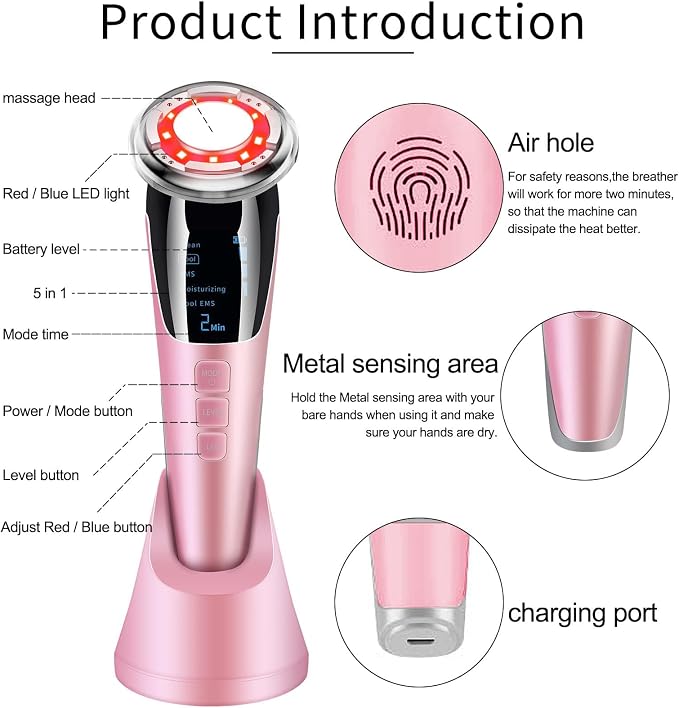6-in-1 Facial Beauty Massager – LED EMS Skin Tightening Device ✨💖