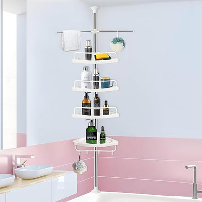 Stainless Steel Corner Bathroom Organizer – 4-Tier Storage Rack