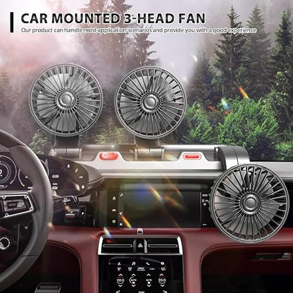 360° USB Car Fan – Triple Head Adjustable Cooling Fan