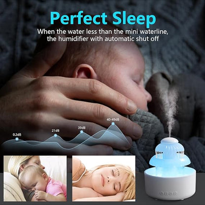 Cloud Rain Humidifier with Waterfall Lamp – 600ML-B ☁️🌧️✨