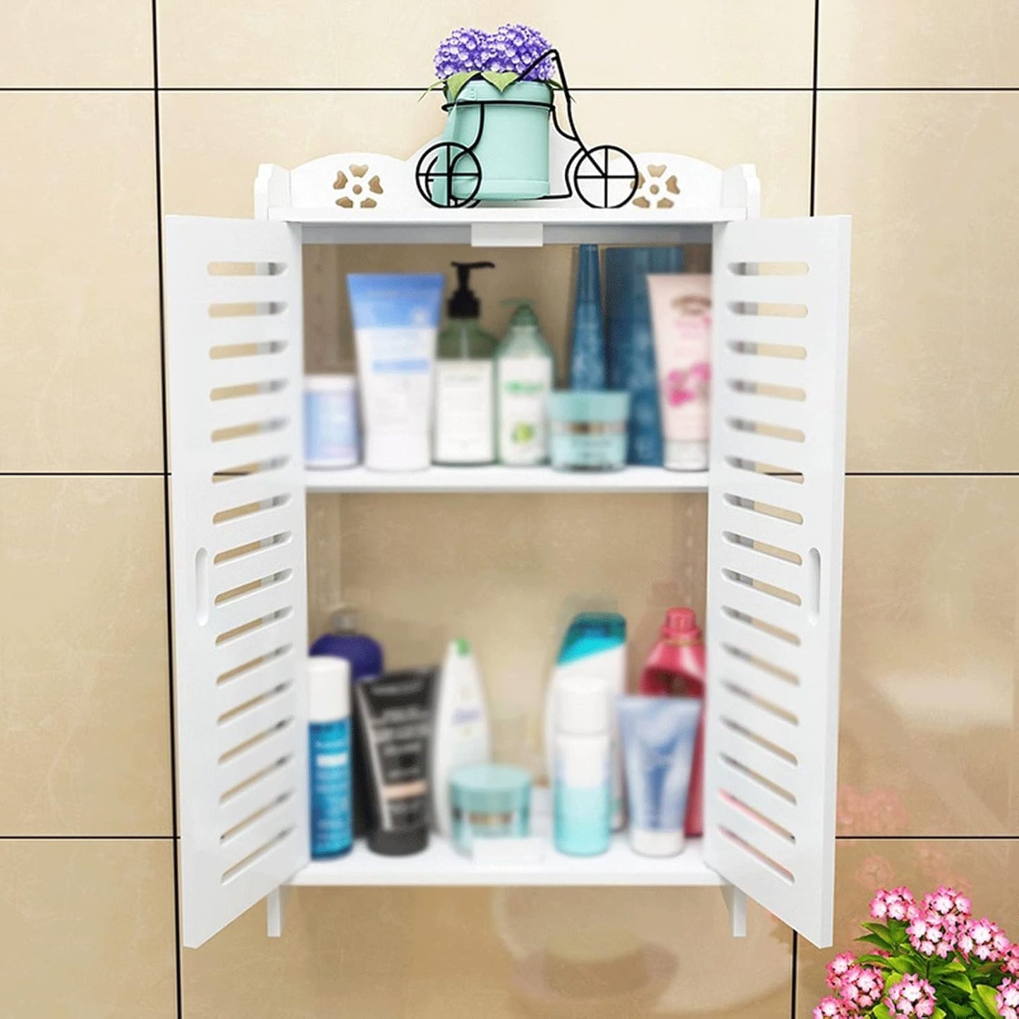 Wall-Mounted Bathroom Storage Shelf – No Drill Organizer