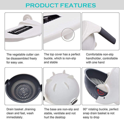 9 in 1 Magic Multifuctional Rotate Vegetable Cutter Basket