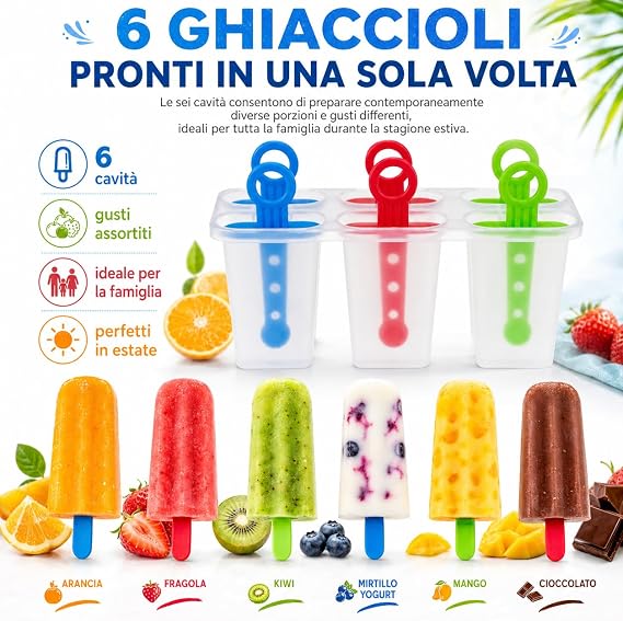 Topolenashop 6-Cavity Ice Pop Molds 🍦🧊✨