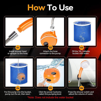 Portable Camping Shower – Rechargeable Digital Display Pump