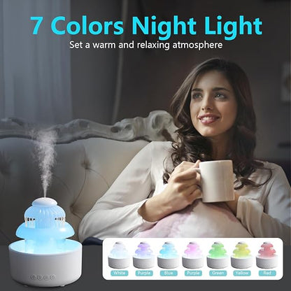 Cloud Rain Humidifier with Waterfall Lamp – 600ML-B ☁️🌧️✨