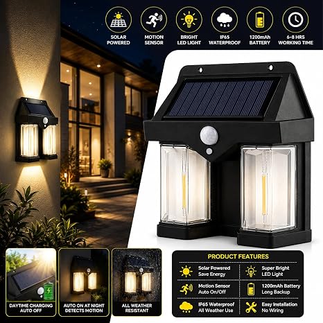 Solar LED Wall Light with Motion Sensor ☀️💡