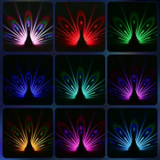 Peacock Projection Lamp, Wall Light with Remote Control