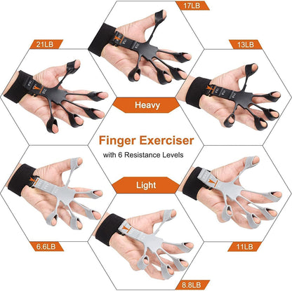 Hand Grip Strengthener - Adjustable Finger Exerciser and Finger Stretcher