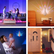 Peacock Projection Lamp, Wall Light with Remote Control