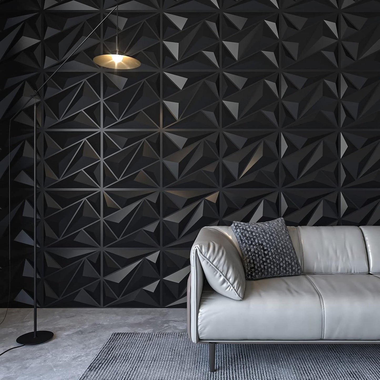 PVC 3D Black Diamond Wall Panels