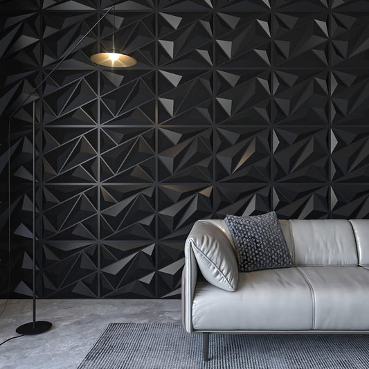 PVC 3D Black Diamond Wall Panels