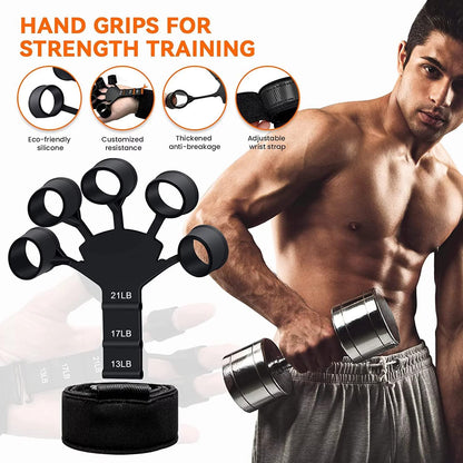 Hand Grip Strengthener - Adjustable Finger Exerciser and Finger Stretcher