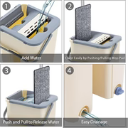 Household Cleaning Tool Wet Dry Hand-Free Mop Bucket Set With Plastic Basket Cloth Material